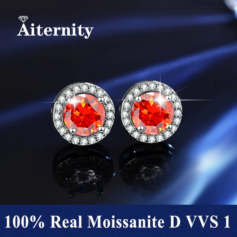 HOT Moissanite S925 Sterling Silver Stud Earrings For Women