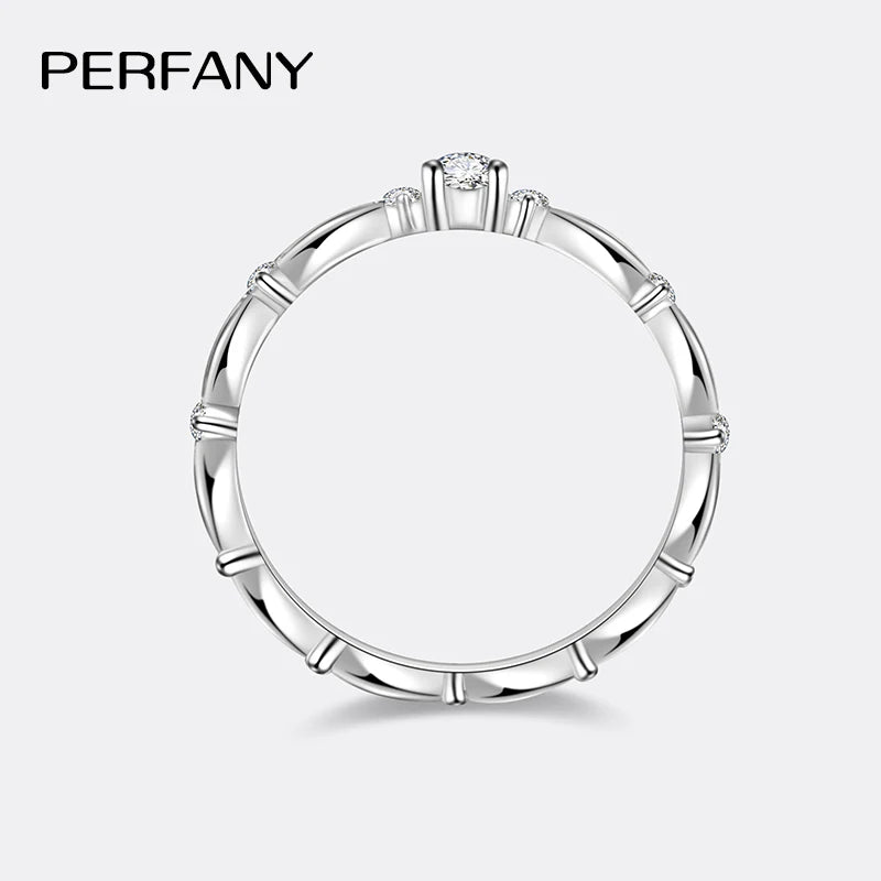 PERFANY 0.1CT Four Claw Moissanite Ring for Women S925 Pure