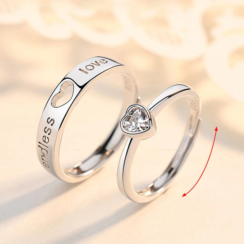 New Couple Engagement Rings 925 Sterling Silver Lovers Ring
