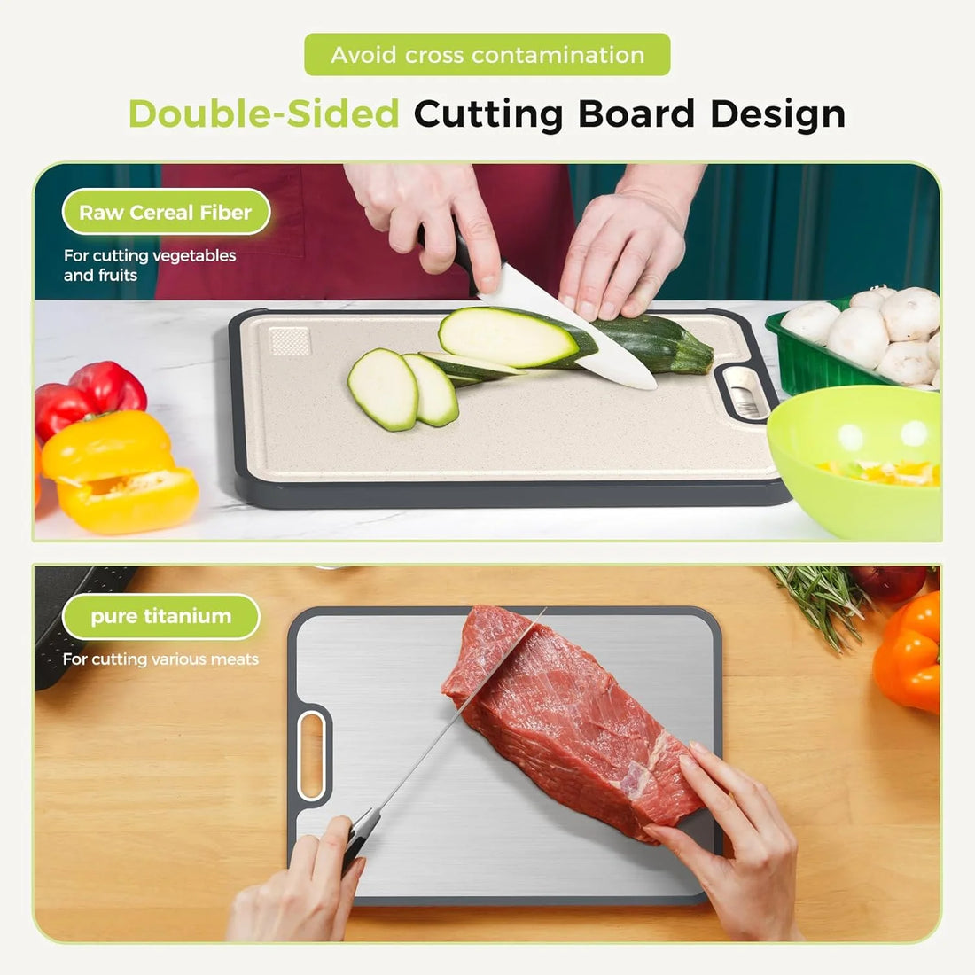 Cutting Board Double Sided Titanium Cutting Boards for Kitchen