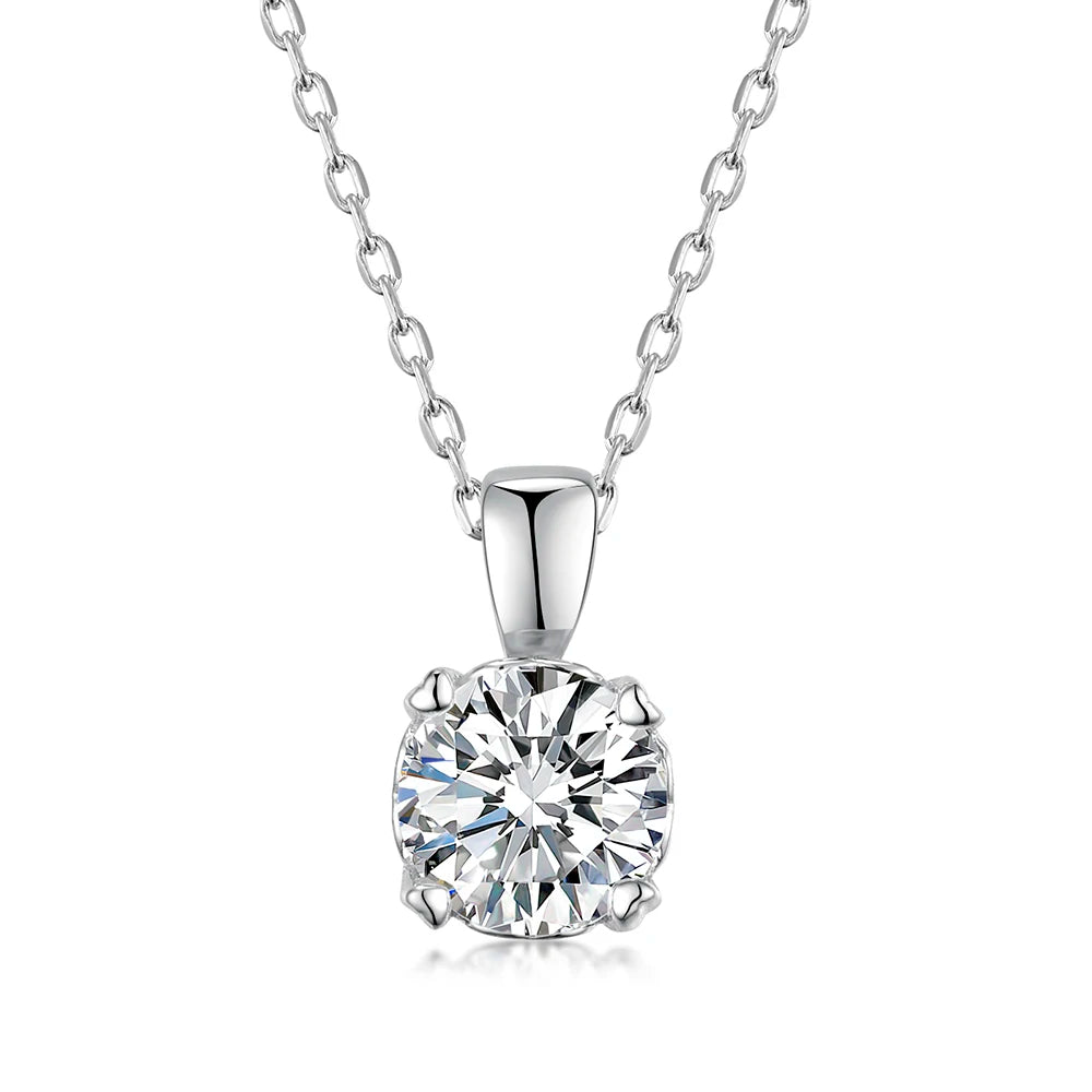 Women's 1 Carat 6.5mm EF Round Moissanite Necklace