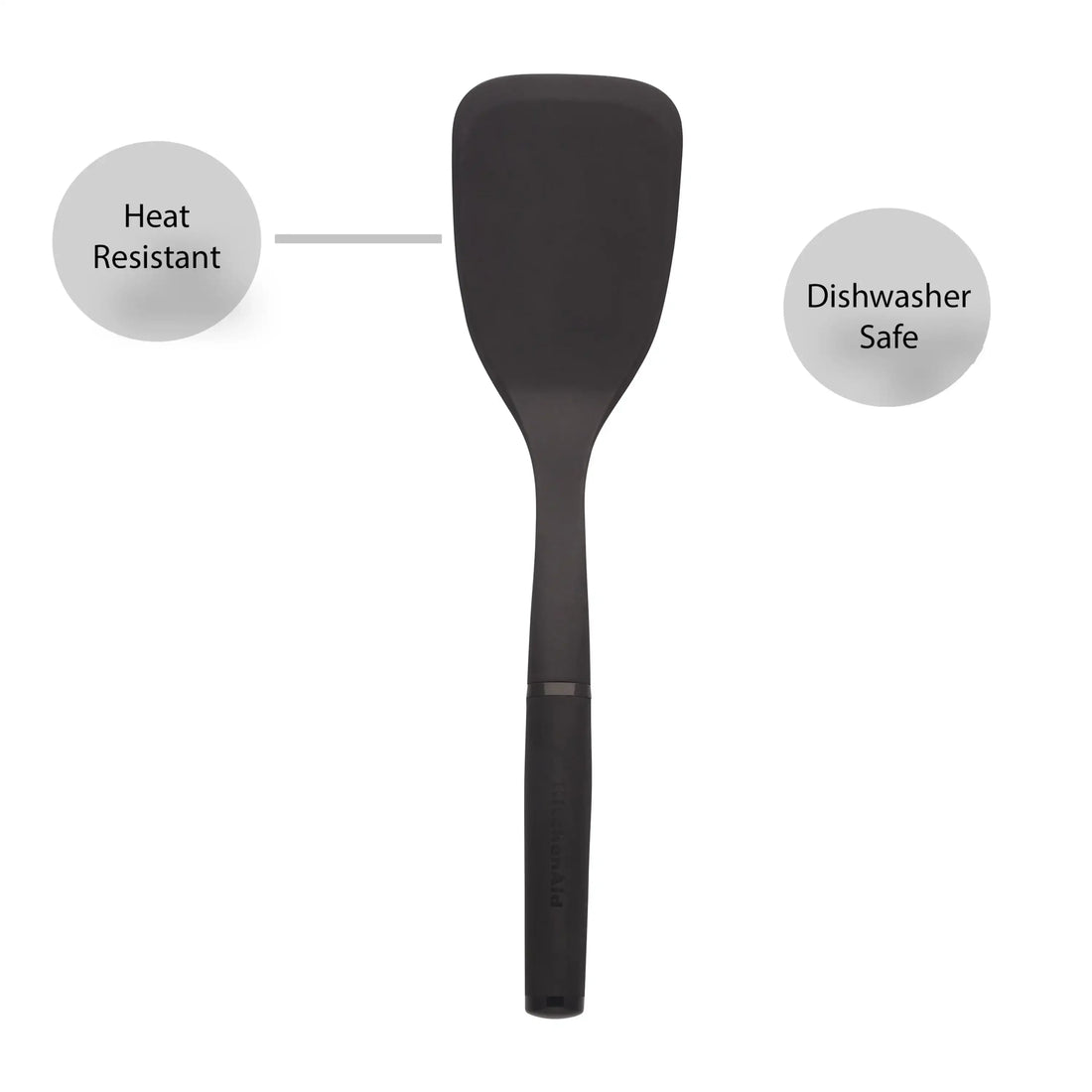 Heat Resistant Nylon Solid Turner with Black Handle, Non-Scratch