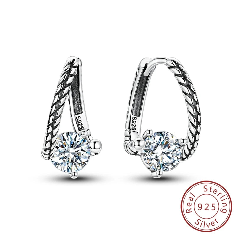 925 Sterling Silver Classic Moissanite Diamond Earrings
