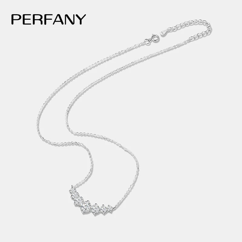 PERFANY All Moissanite Necklace for Women S925 Pure Silver