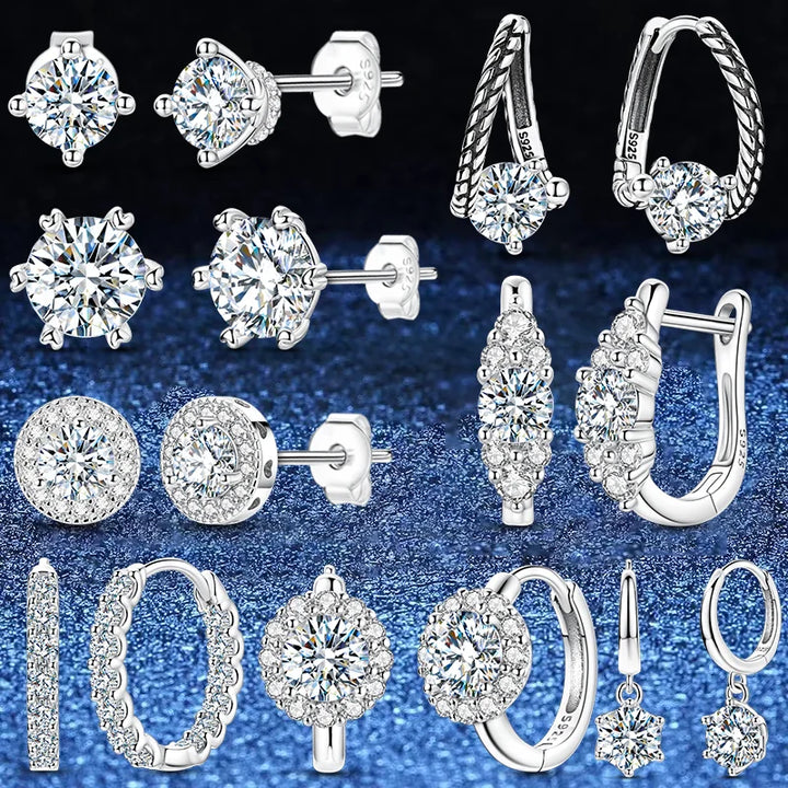 925 Sterling Silver Classic Moissanite Diamond Earrings