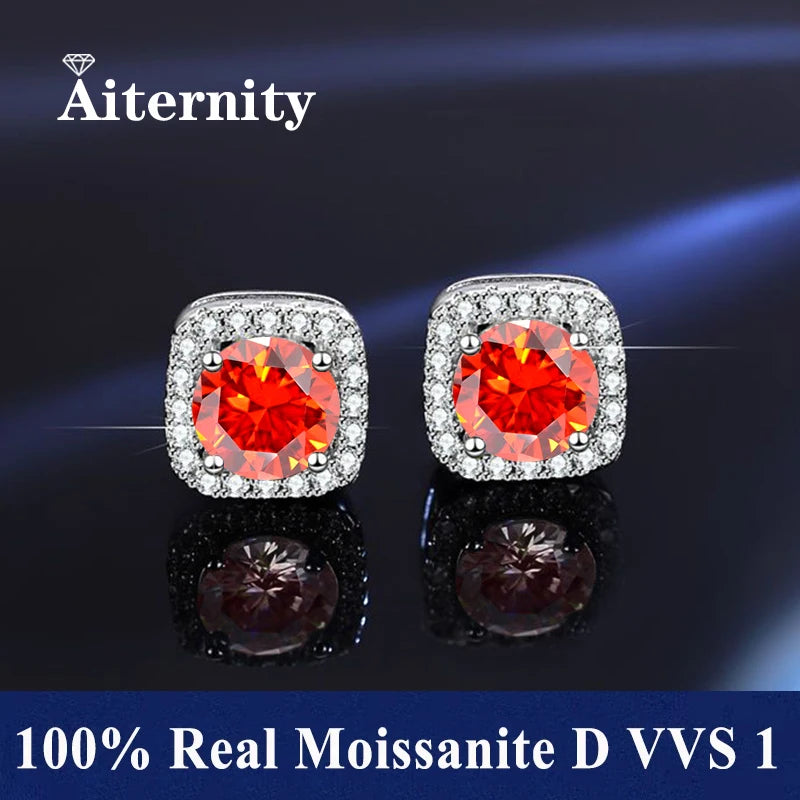 HOT Moissanite S925 Sterling Silver Stud Earrings For Women