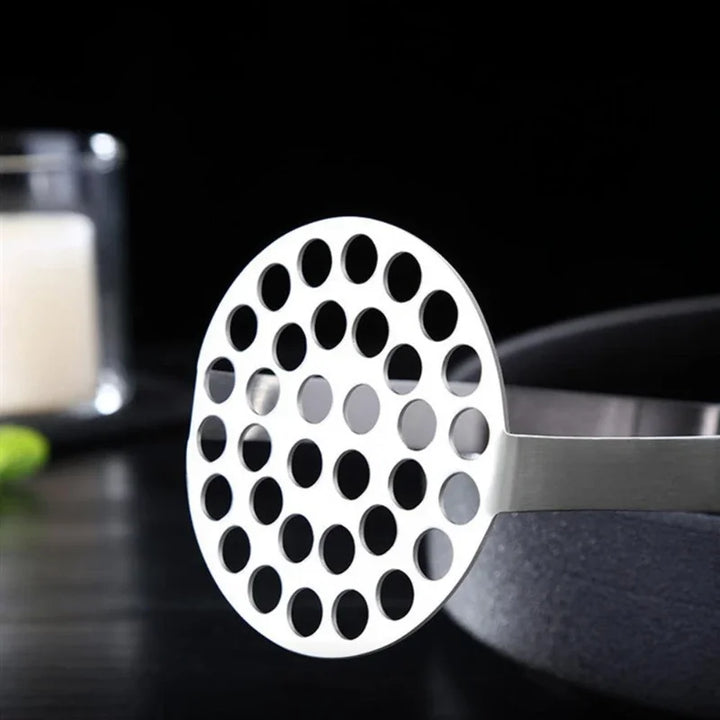 1Pc Stainless Steel Heavy Duty Potato Masher with Wooden Handle