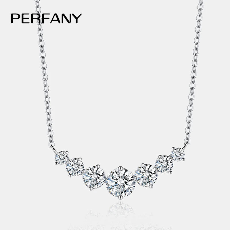 PERFANY All Moissanite Necklace for Women S925 Pure Silver