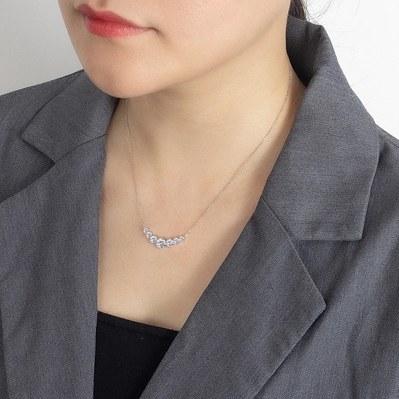 PERFANY All Moissanite Necklace for Women S925 Pure Silver