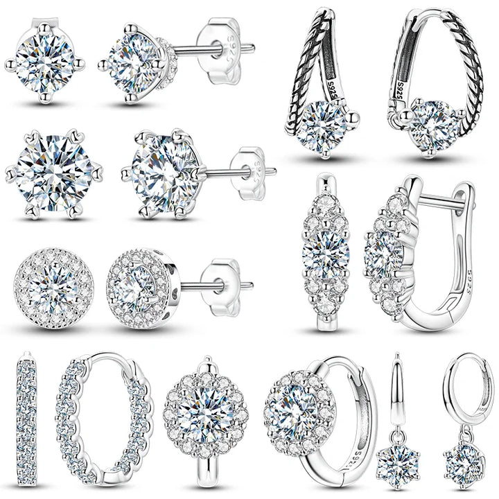 925 Sterling Silver Classic Moissanite Diamond Earrings