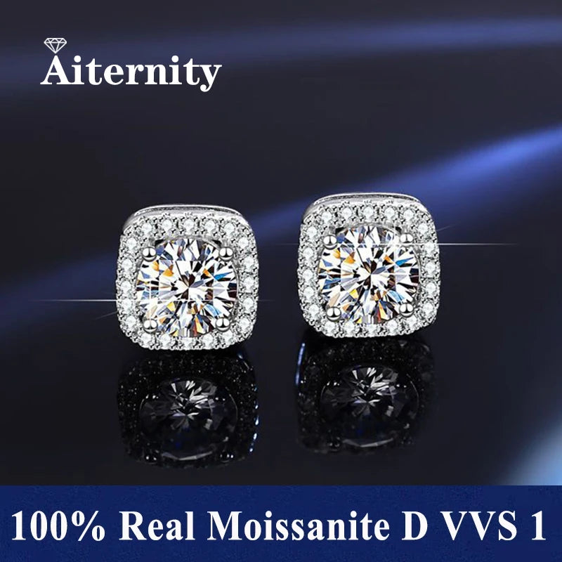 HOT Moissanite S925 Sterling Silver Stud Earrings For Women