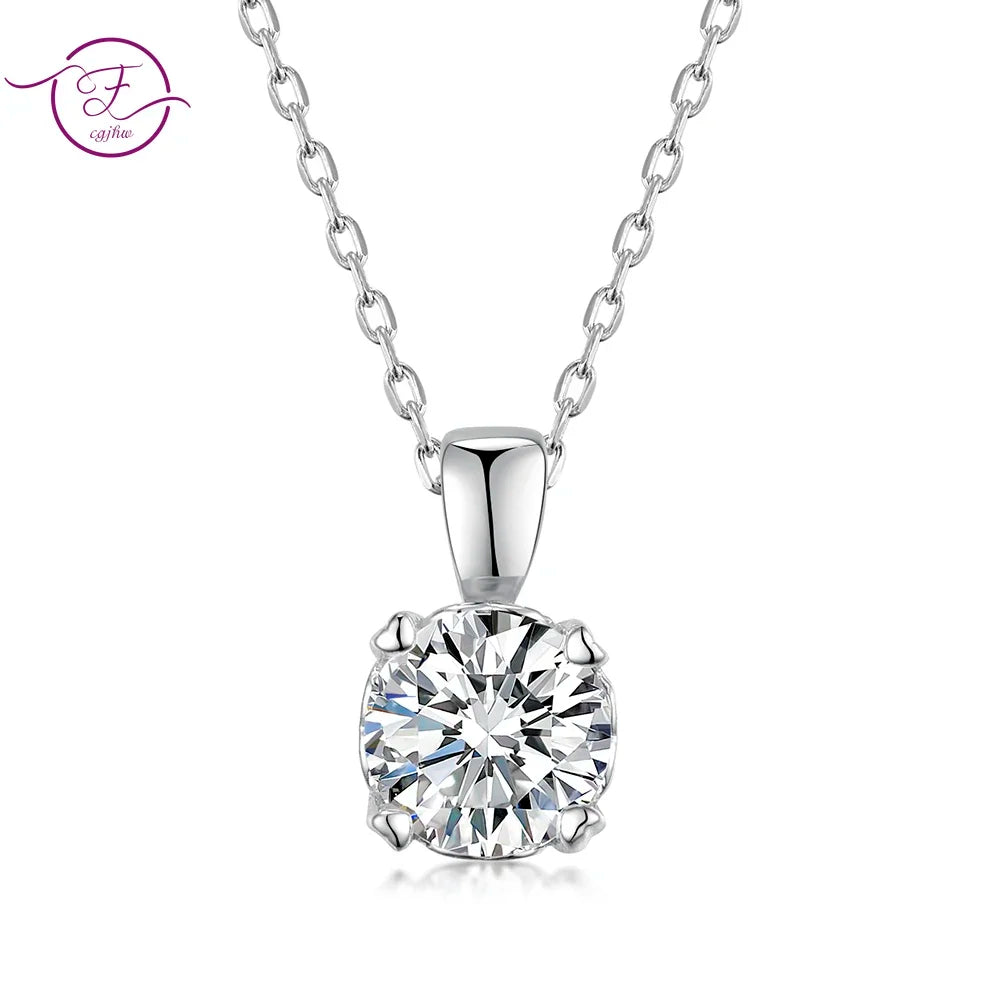 Women's 1 Carat 6.5mm EF Round Moissanite Necklace