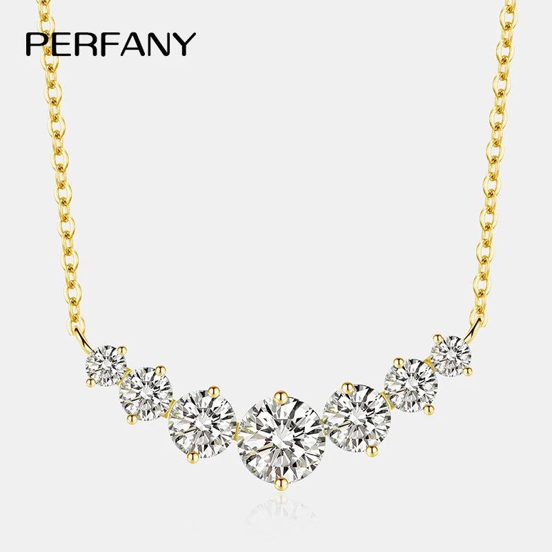 PERFANY All Moissanite Necklace for Women S925 Pure Silver