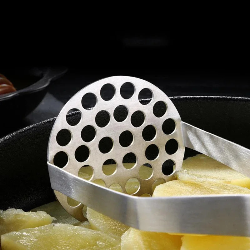 1Pc Stainless Steel Heavy Duty Potato Masher with Wooden Handle