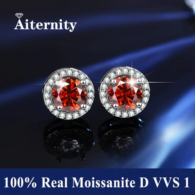 HOT Moissanite S925 Sterling Silver Stud Earrings For Women