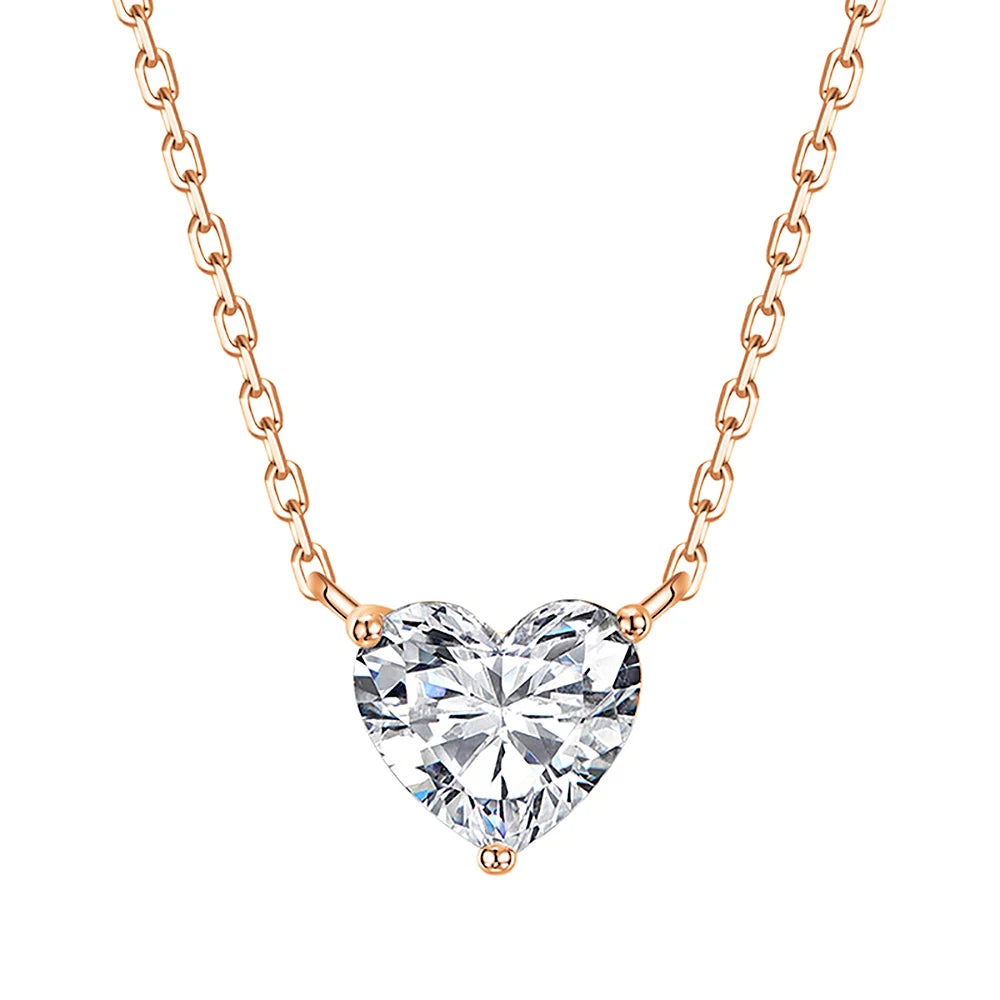 1-3Carat Heart Cut Moissanite Pendant Necklace for Woman