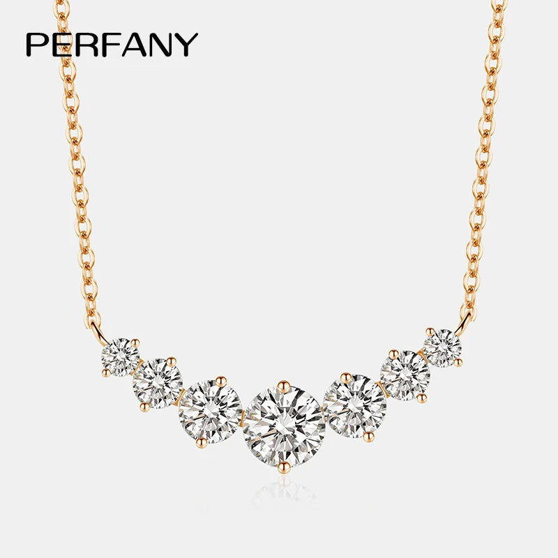 PERFANY All Moissanite Necklace for Women S925 Pure Silver