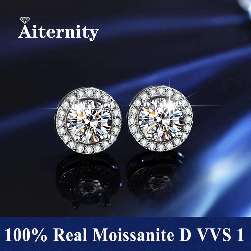 HOT Moissanite S925 Sterling Silver Stud Earrings For Women
