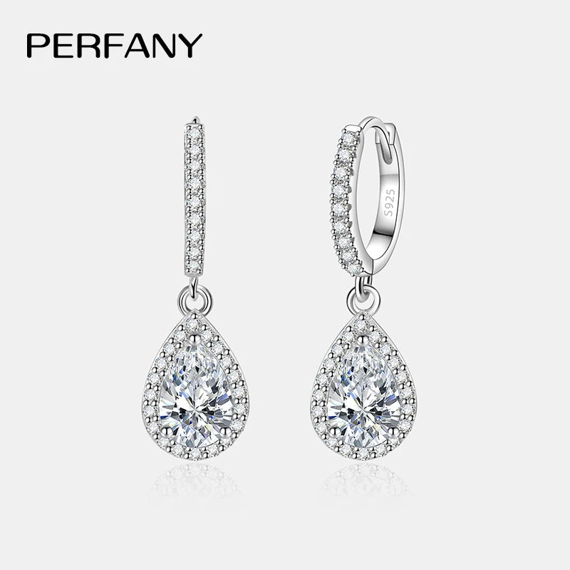 PERFANY 1CT Pear Cut Moissanite Earrings for Women
