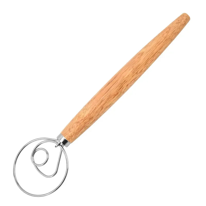 Dough Whisk Large Wood Handle Danish Whisk Bread Dough