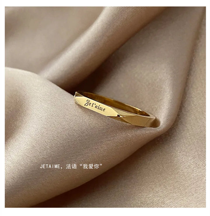 French Love You JETAIME Letters Rings Couple Wedding