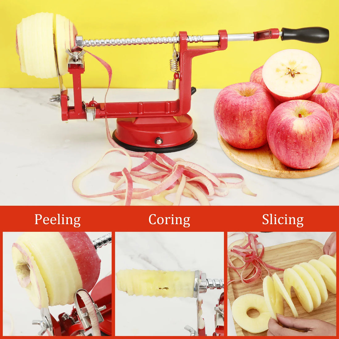 3 In 1 Fruit Peeler Machine Hand Crank Fruit Slicer Corer Apple