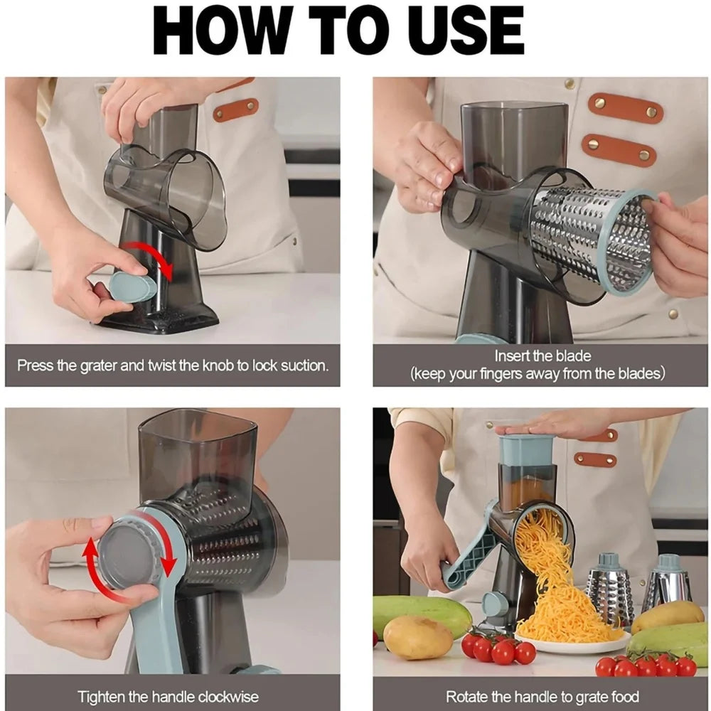 Multifunctional Vegetable Cutter 3in1 Rotary Cheese Grater