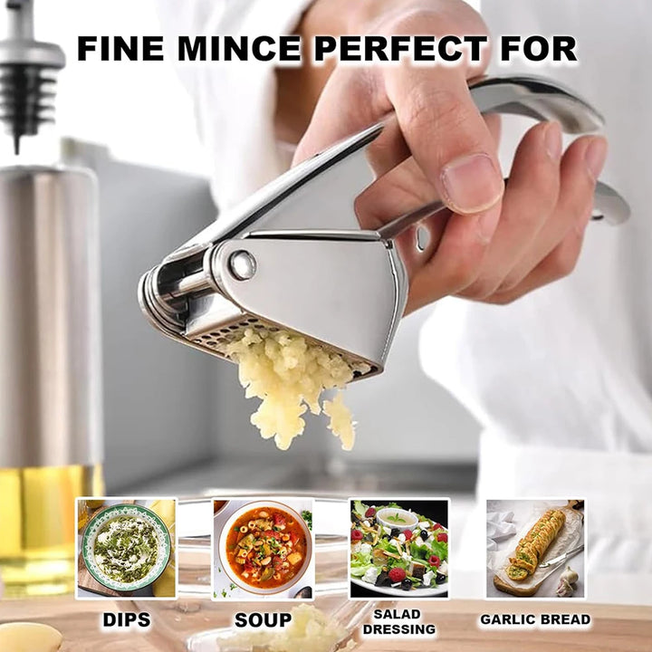 Stainless Steel Garlic Press Ginger Juicer Heavy-Duty Manual Mincer