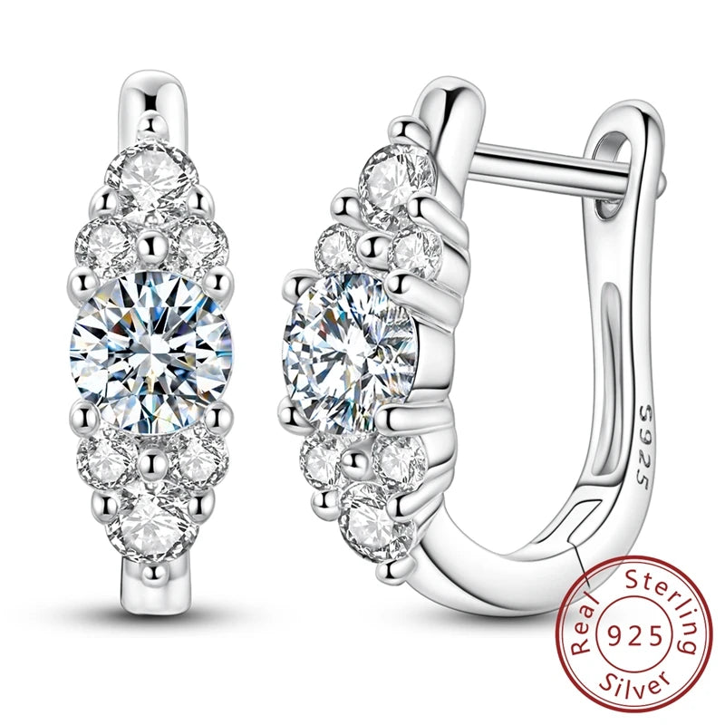 925 Sterling Silver Classic Moissanite Diamond Earrings