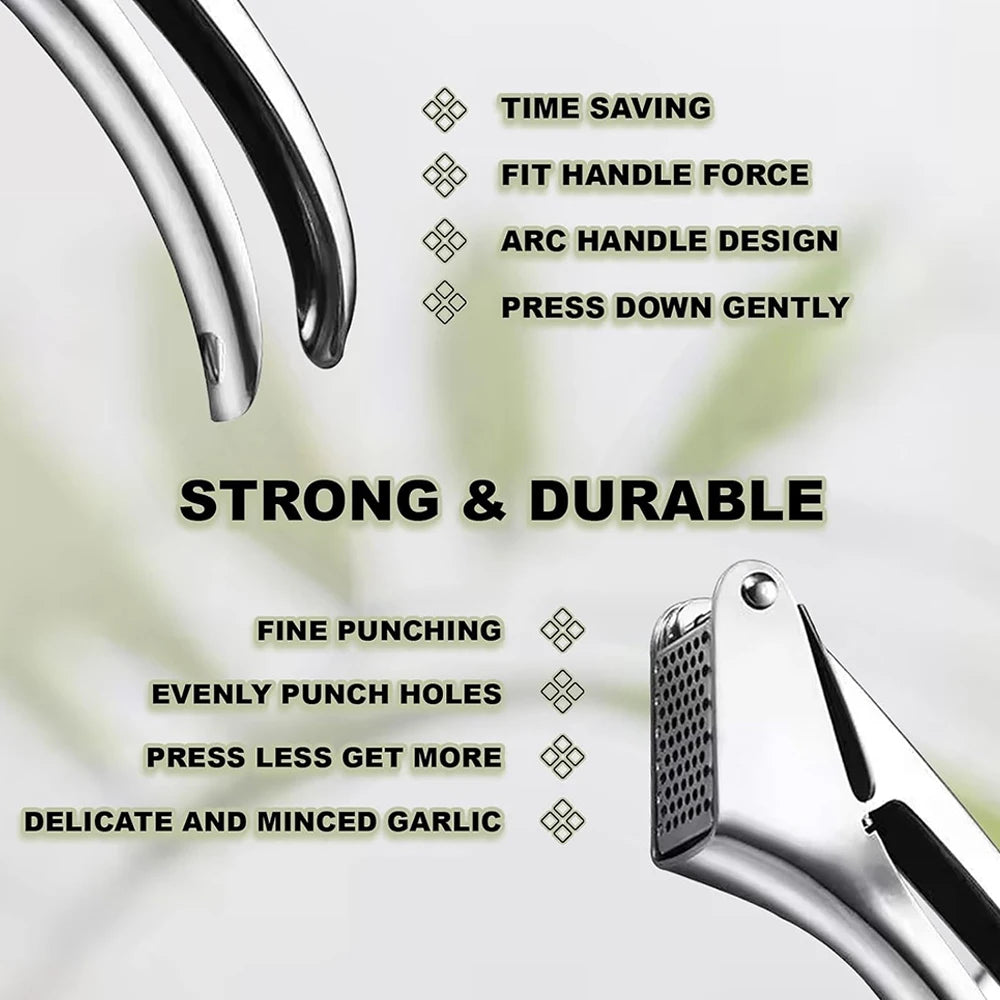 Stainless Steel Garlic Press Ginger Juicer Heavy-Duty Manual Mincer