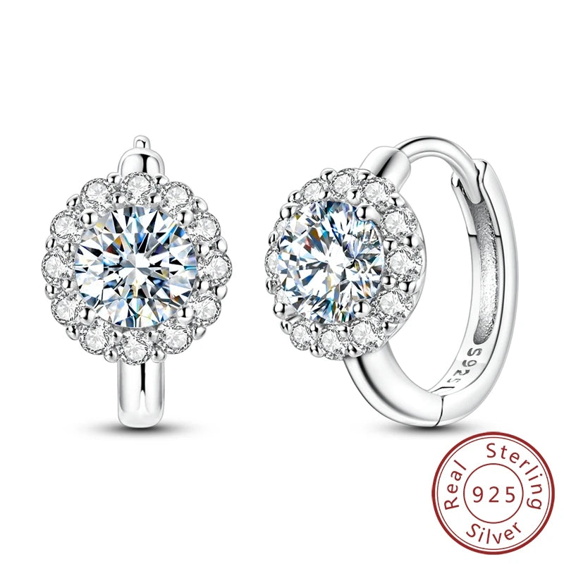 925 Sterling Silver Classic Moissanite Diamond Earrings