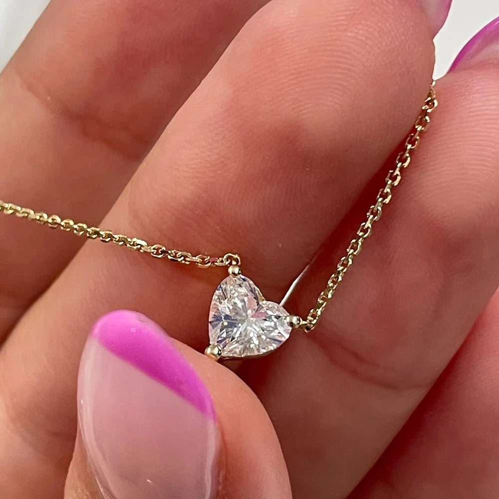 1-3Carat Heart Cut Moissanite Pendant Necklace for Woman