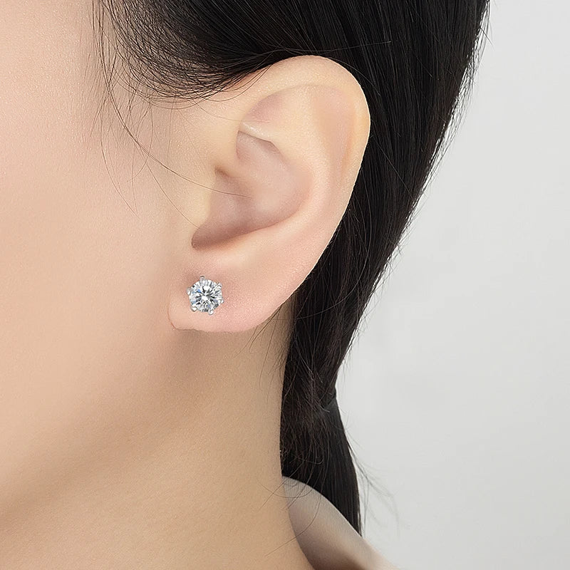 PERFANY 0.3-2CT Moissanite Stud Earrings for Women S925