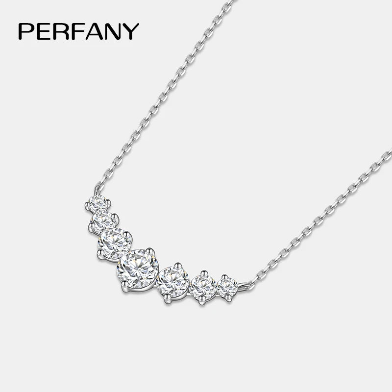 PERFANY All Moissanite Necklace for Women S925 Pure Silver