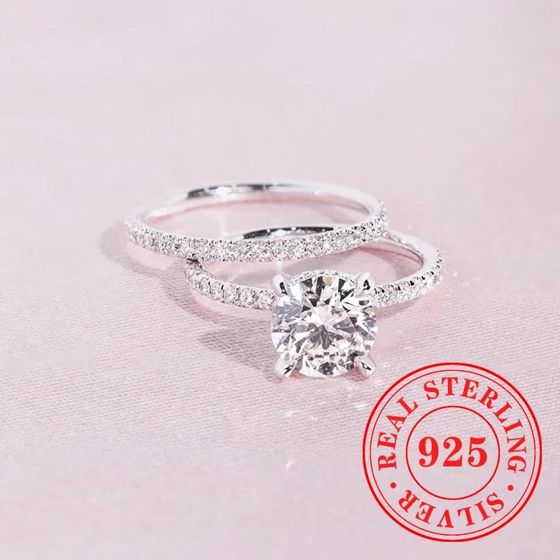 CAOSHI Charms Eternity 2Pc/Set Rings 925 Sterling Silver