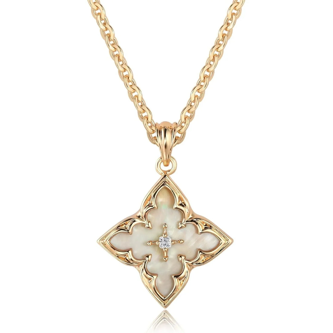 Clover Necklace for Women Dainty Gold Plated CZ Pendant