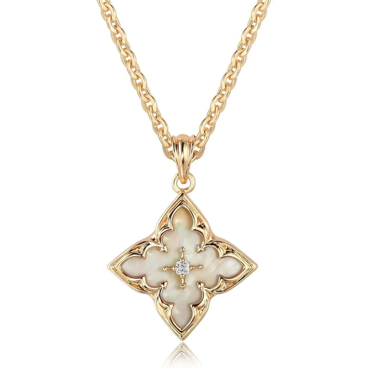 Clover Necklace for Women Dainty Gold Plated CZ Pendant