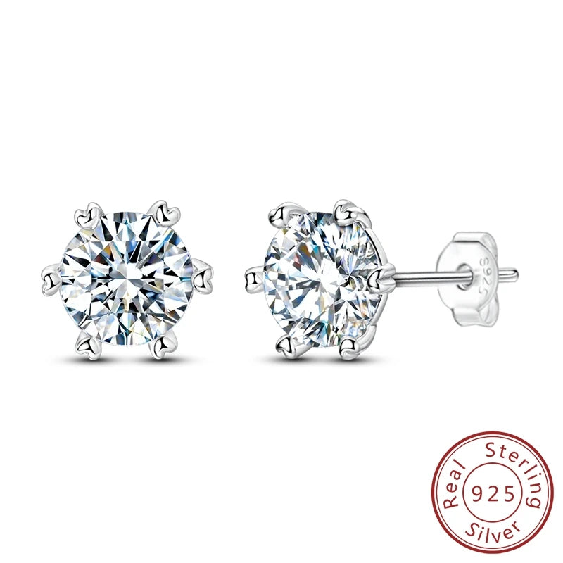 925 Sterling Silver Classic Moissanite Diamond Earrings