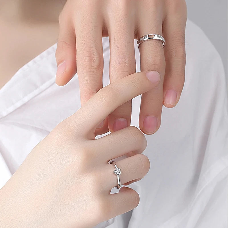 New Couple Engagement Rings 925 Sterling Silver Lovers Ring