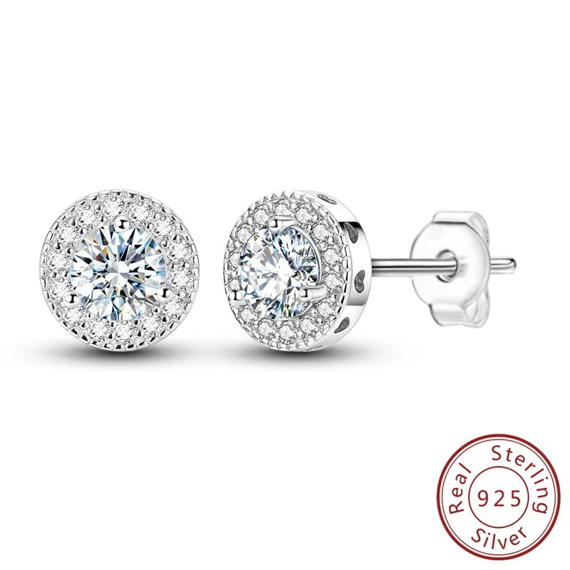 925 Sterling Silver Classic Moissanite Diamond Earrings