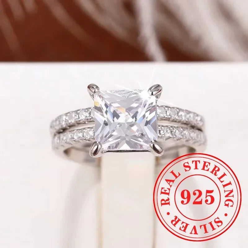 CAOSHI Charms Eternity 2Pc/Set Rings 925 Sterling Silver