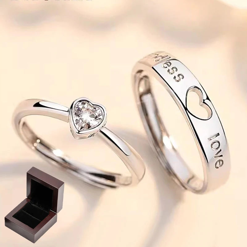 New Couple Engagement Rings 925 Sterling Silver Lovers Ring