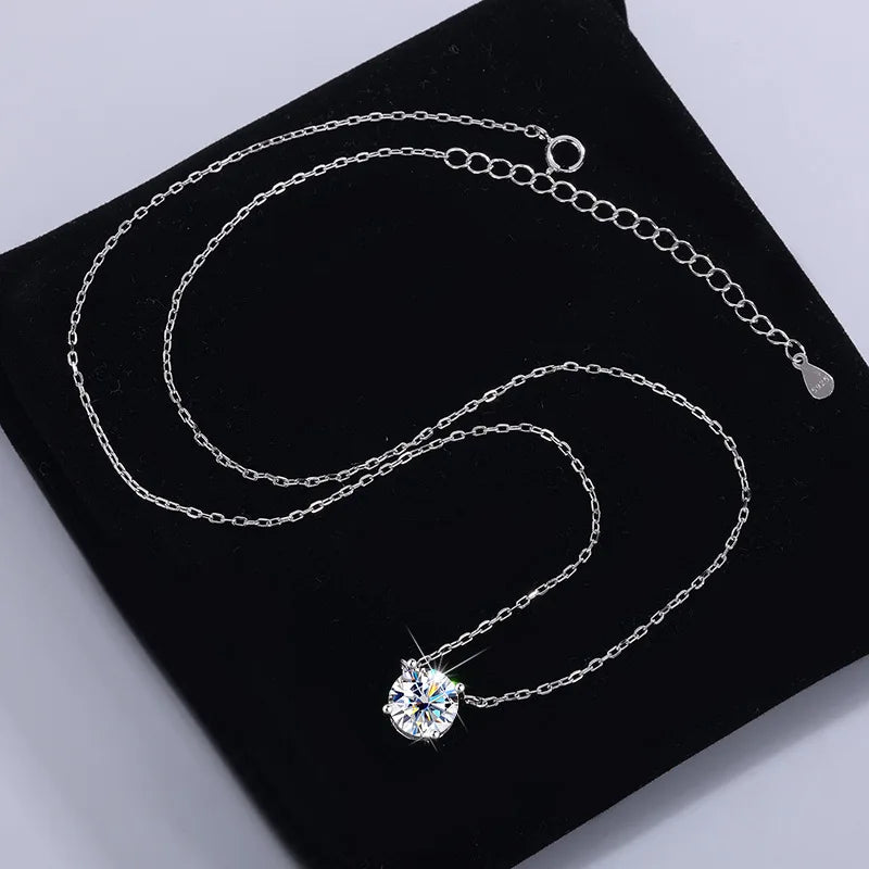 Moissanite Dia 6.5mm 0.5-5CT Woman Pendant Sier Necklace