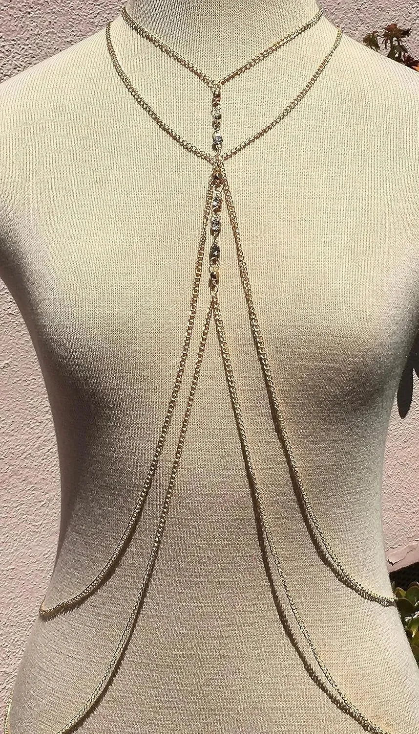 Summer Beach Crystal Belly Waist Chain, 26‘’ Sexy Body Chains