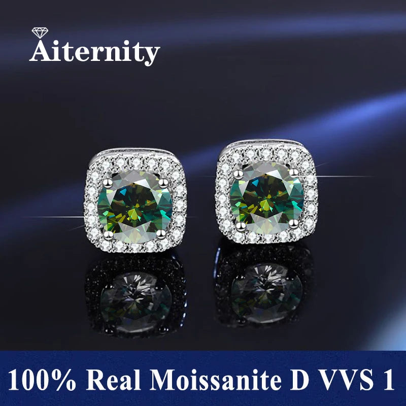 HOT Moissanite S925 Sterling Silver Stud Earrings For Women