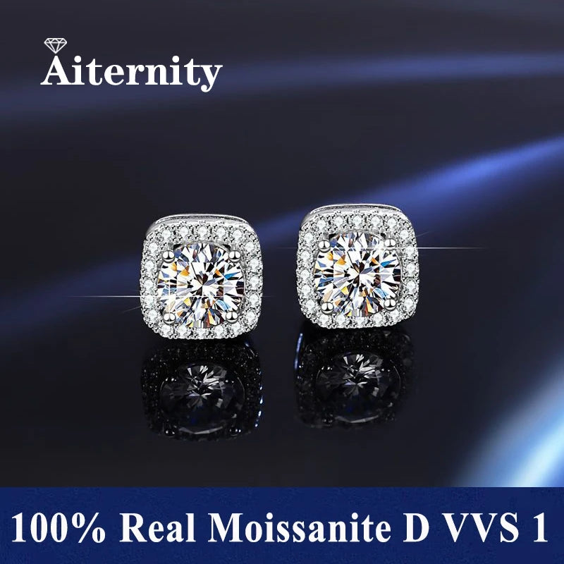 HOT Moissanite S925 Sterling Silver Stud Earrings For Women