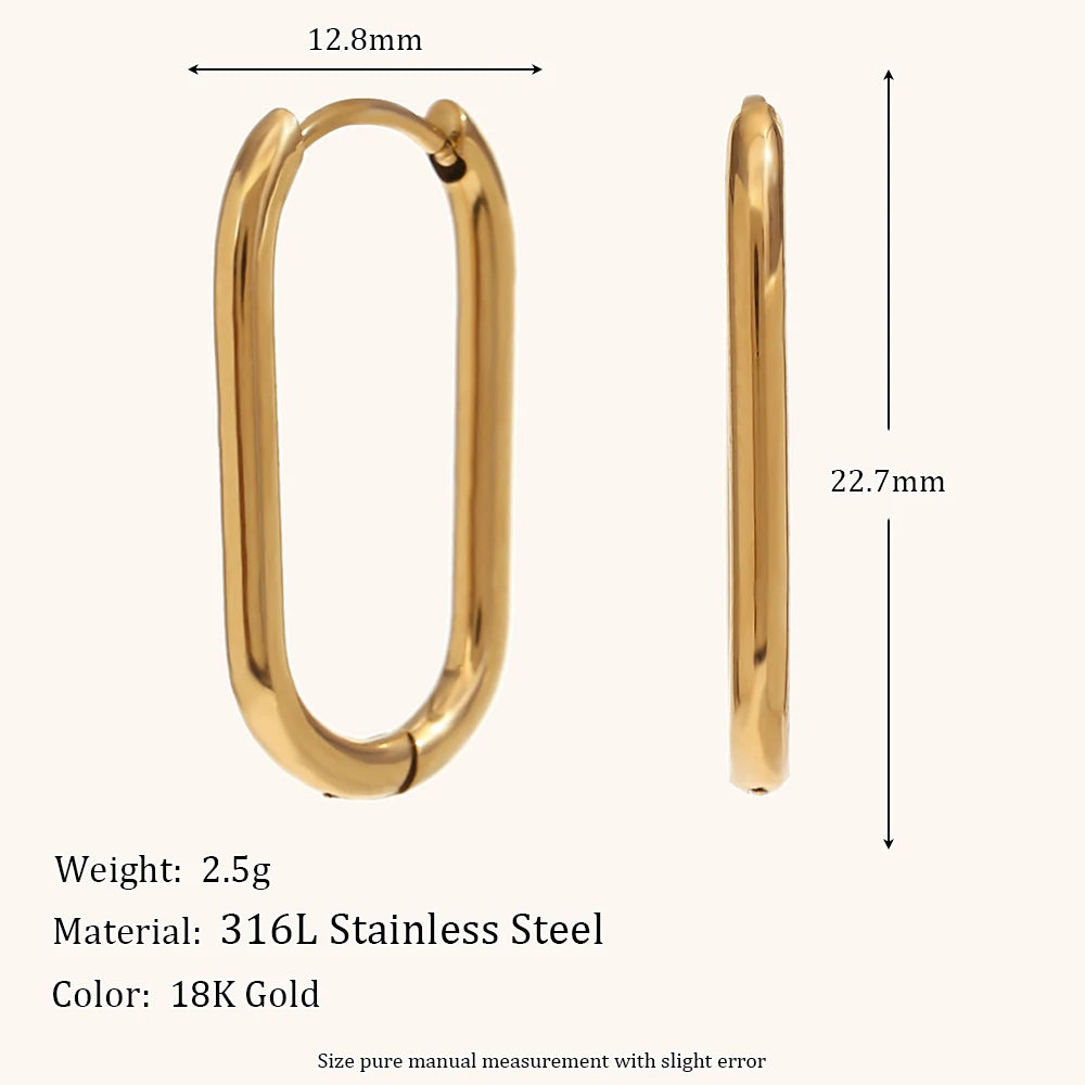 La.Muses Gold and Silver Mixed Color Long O-shaped Hoop