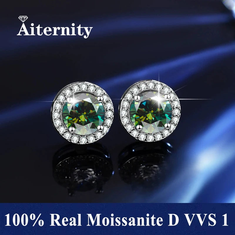 HOT Moissanite S925 Sterling Silver Stud Earrings For Women