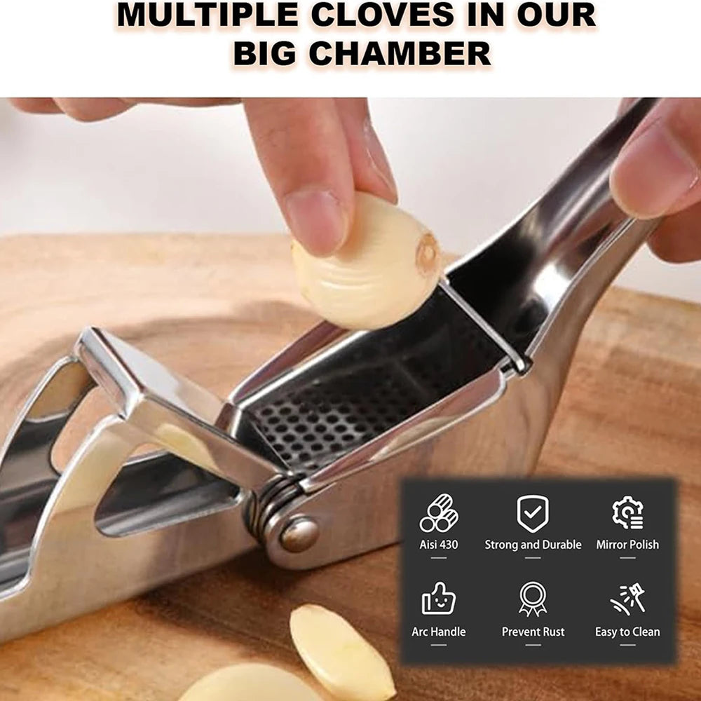Stainless Steel Garlic Press Ginger Juicer Heavy-Duty Manual Mincer