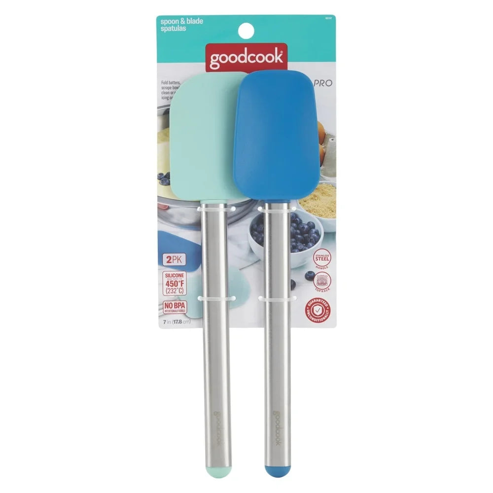 Pro Spatulas Set Silicone Blade Spoon Heat Resistant Stainless